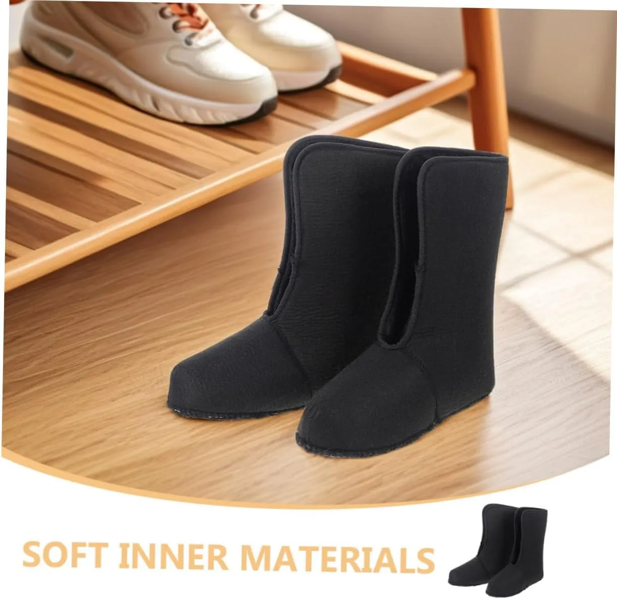 1 Pair Waterproof Snow Boot Liner Winter Shoe Liners Snow Boot Liners for Male Boot Liner Thick Hiking Boot Liners Warm Boot Liners Insulated Shoe Liners Boots Plush Black