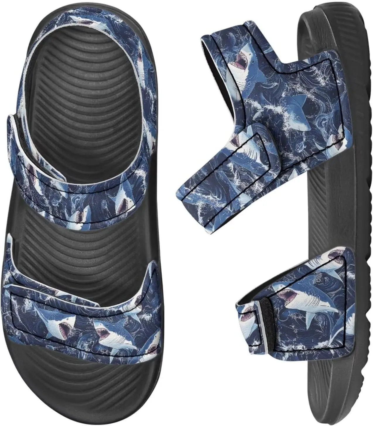 2025 Fashion Toddler Boys' Double Hook and Loop Sandals with Print, Anti-Slip, Comfort, Stable for Learning Walking