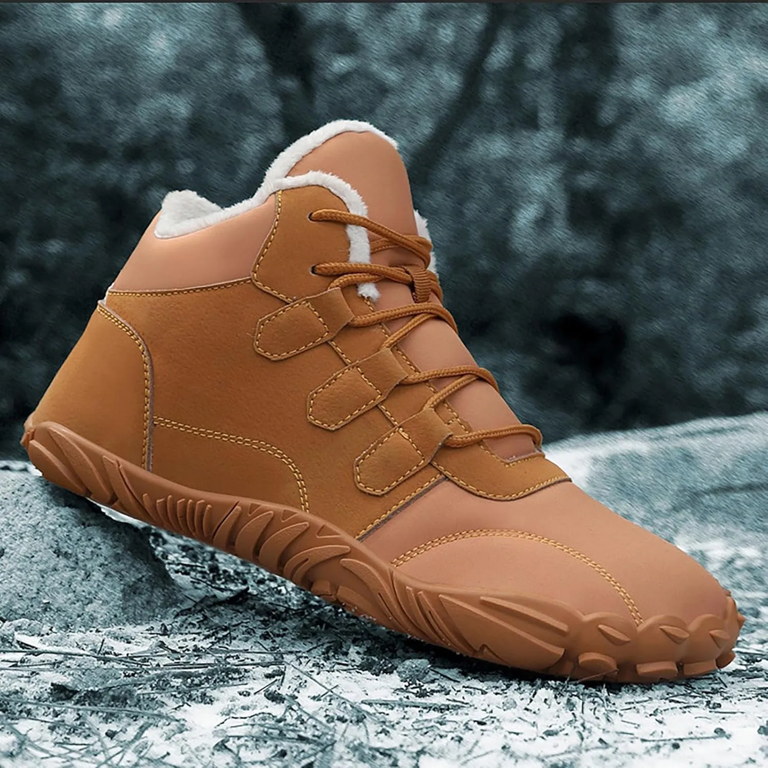 2025 New Winter Glacia Barefoot Shoes For Men Women, Waterproof Wide Toe Box Barefoot Shoes, Warm Non-Slip Walking Shoe