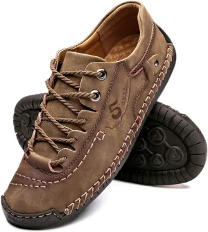 alcubieree Mens Leather Casual Shoes Comfortable Fashion Sneakers Loafers Lightweight Dress Walking Driving Shoes for MenSize 7.5-13