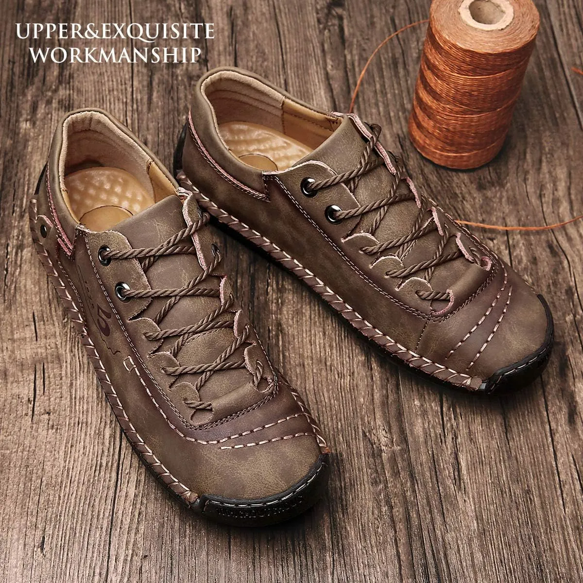 alcubieree Mens Leather Casual Shoes Comfortable Fashion Sneakers Loafers Lightweight Dress Walking Driving Shoes for MenSize 7.5-13
