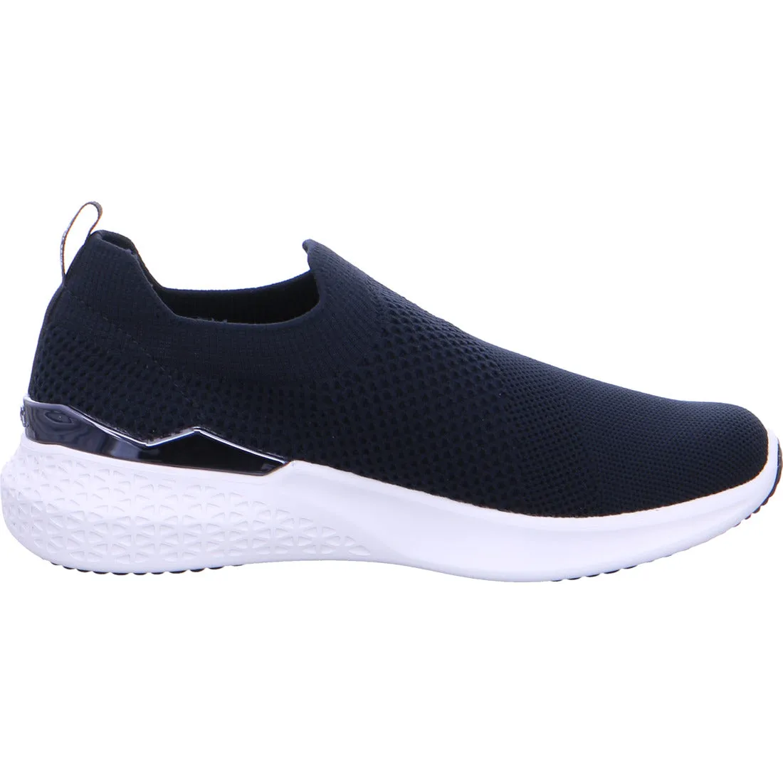 Ara Ladies Woven Stretch Slip On Sneaker Navy