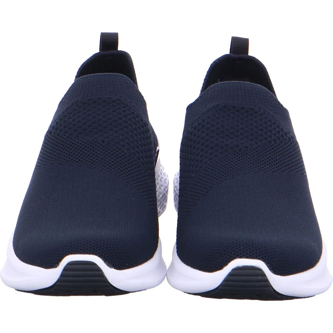 Ara Ladies Woven Stretch Slip On Sneaker Navy