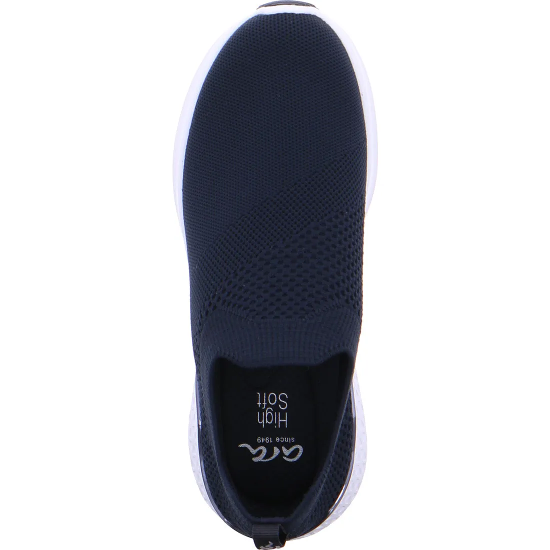 Ara Ladies Woven Stretch Slip On Sneaker Navy
