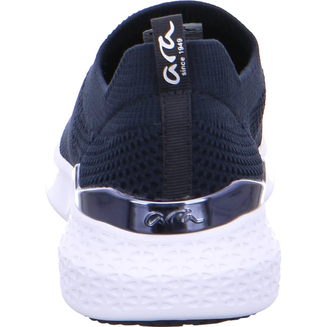 Ara Ladies Woven Stretch Slip On Sneaker Navy
