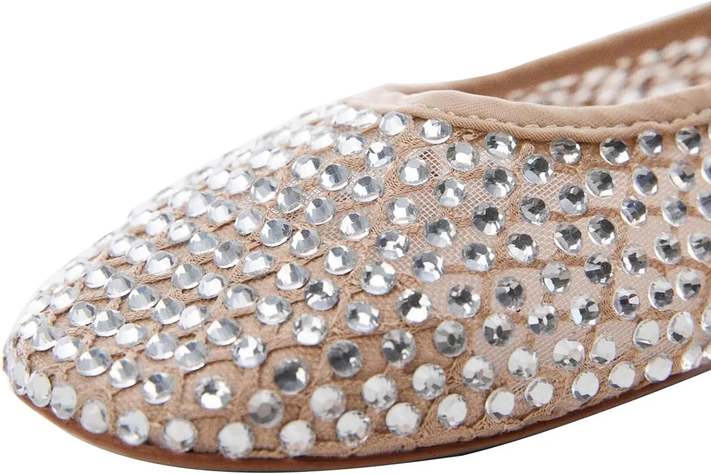 Arqa Rhinestone Ballet Flats for Women Sparkly Crystal Mesh Ballerina Flat Comfortable Wedding Dress Shoes