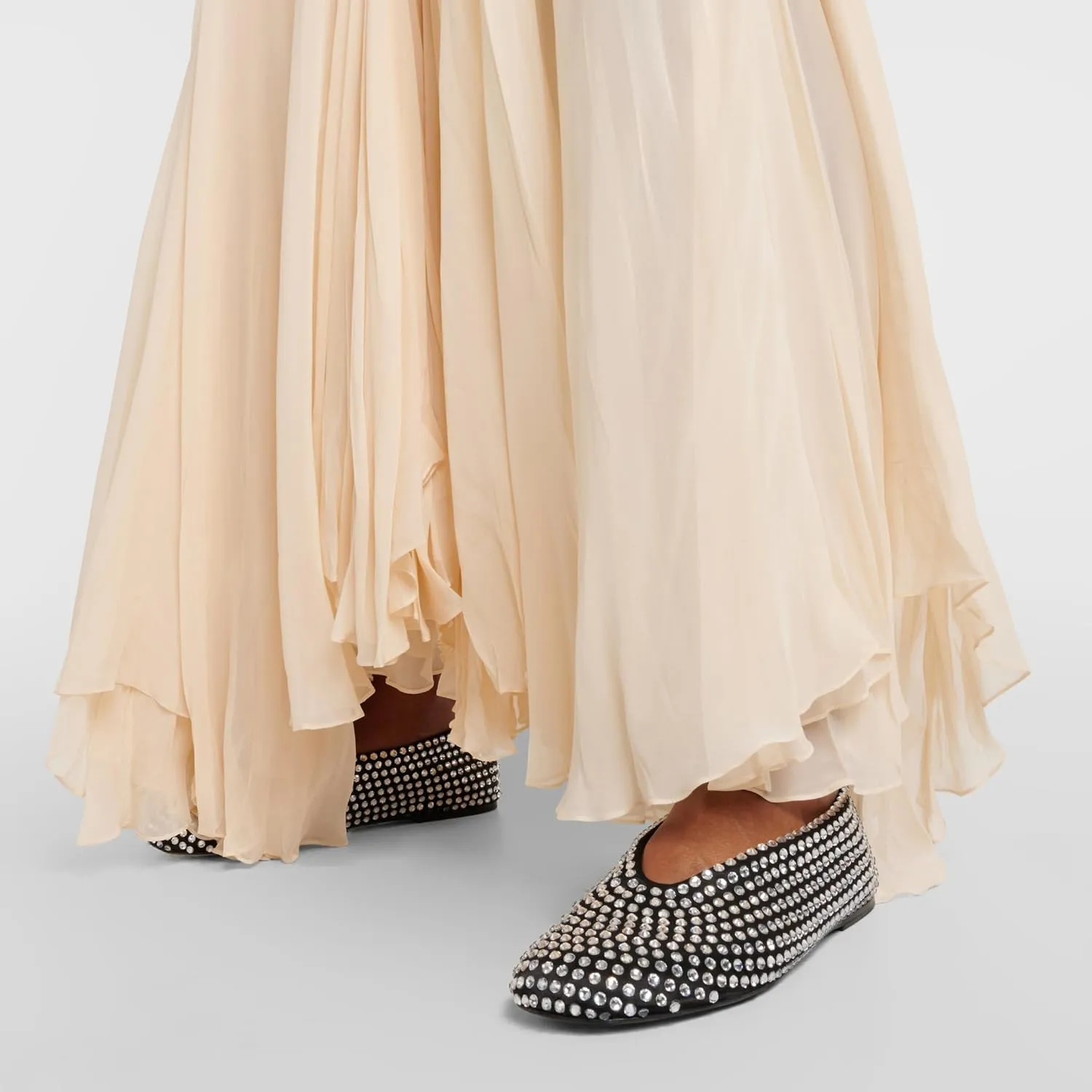 Crystal Rhinestone Ballet Flats for Women Diamond Mesh Round Toe Flat Slip On Low Heeled Flat Shoes Casual Dress Shoes