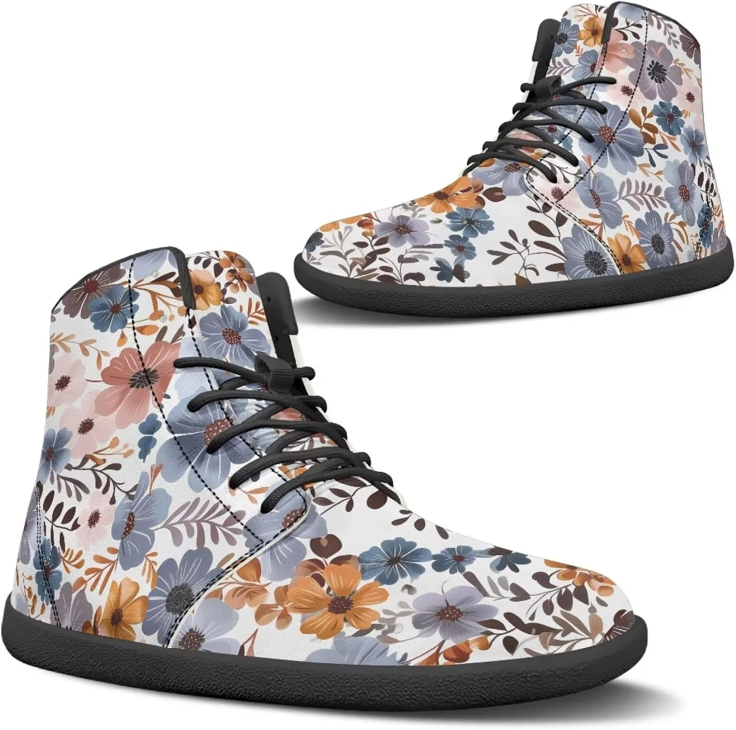 Doojoayie Gothic Barefoot Walking Shoes Women High Top Sneakers PU Leather Shoes