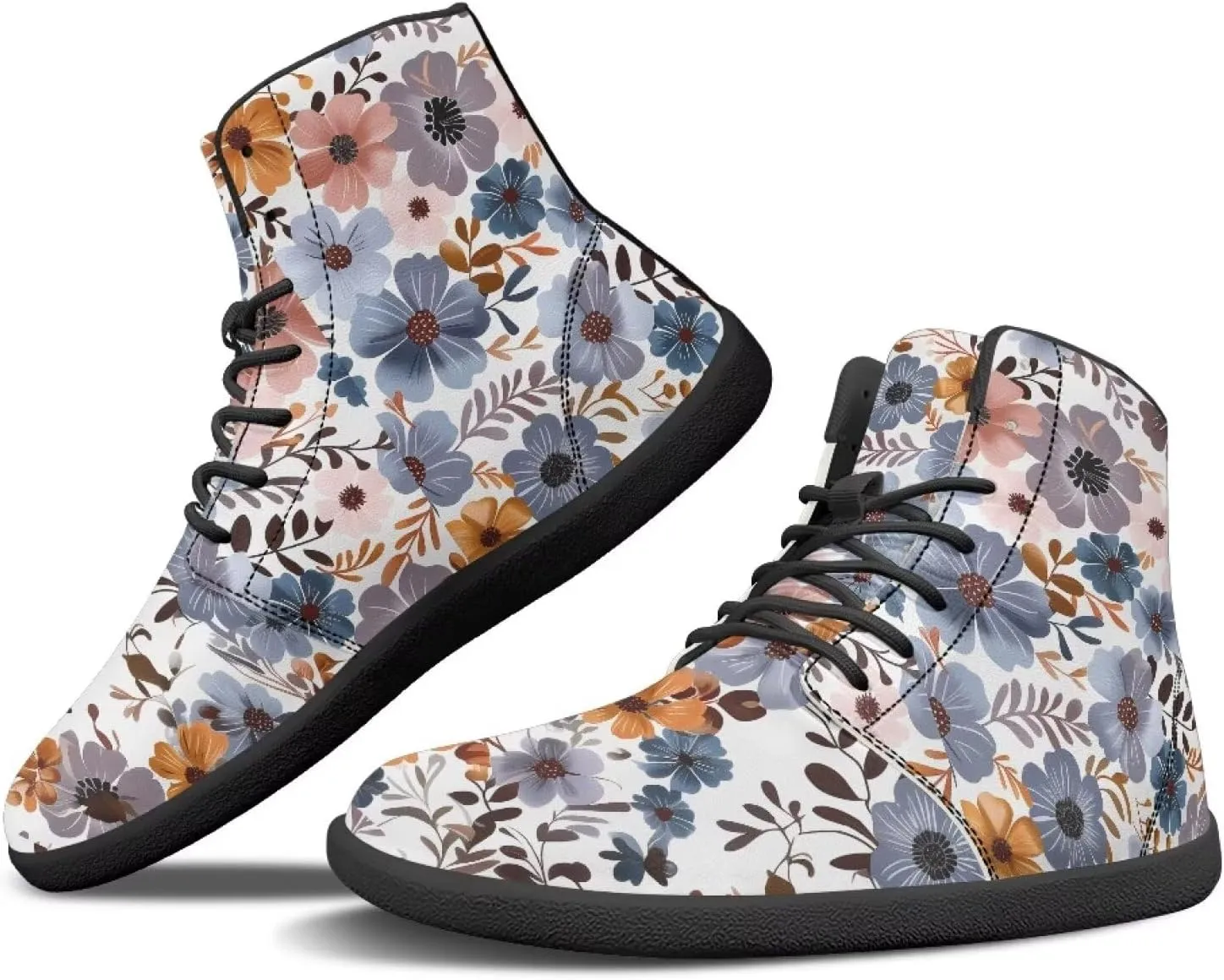 Doojoayie Gothic Barefoot Walking Shoes Women High Top Sneakers PU Leather Shoes