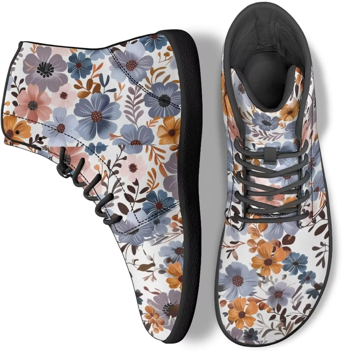 Doojoayie Gothic Barefoot Walking Shoes Women High Top Sneakers PU Leather Shoes