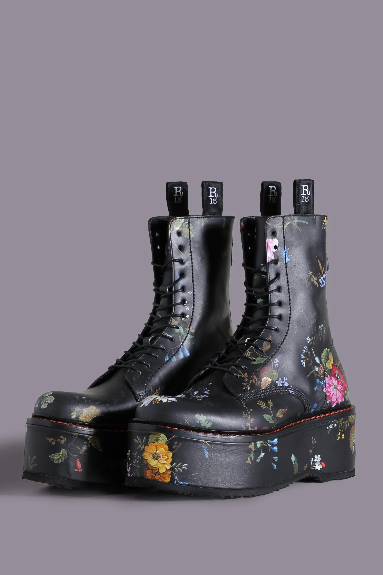 DOUBLE STACK BOOT - BLACK FLORAL