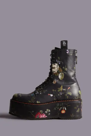 DOUBLE STACK BOOT - BLACK FLORAL