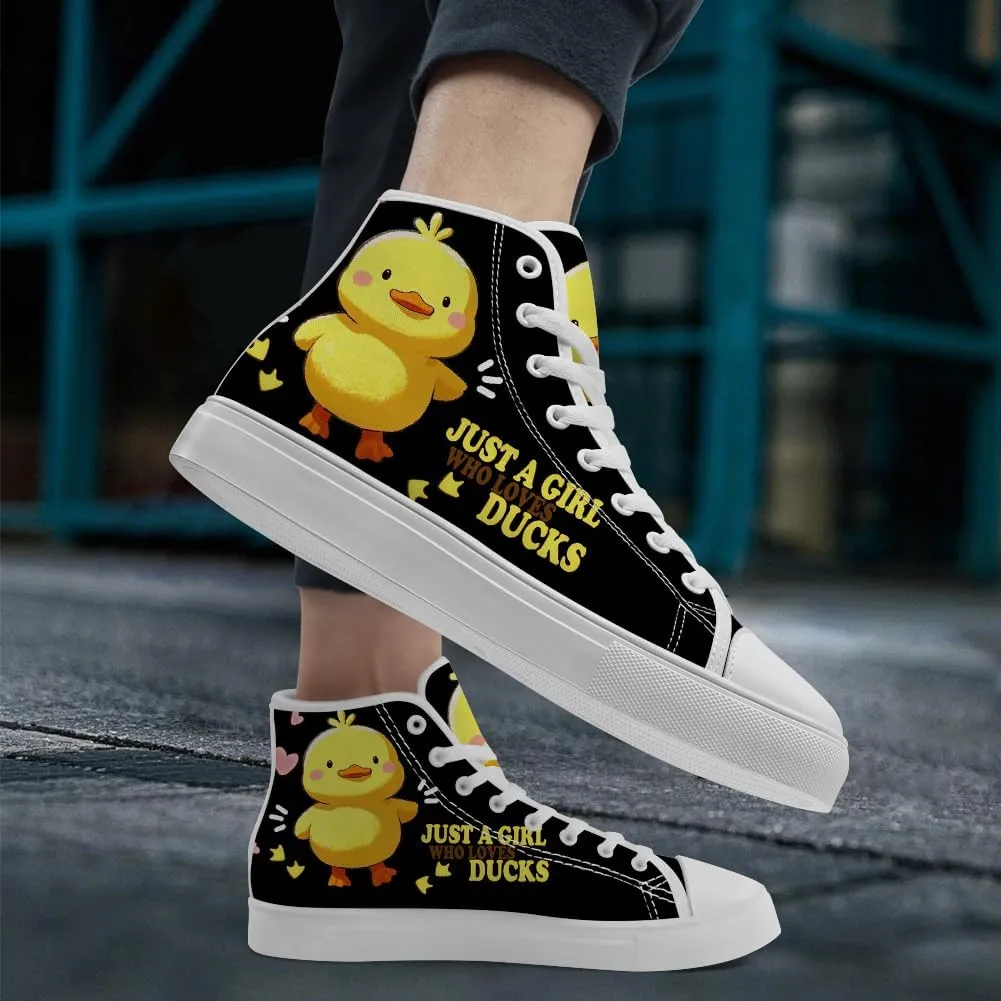 Duck High Top Canvas Shoes for Men Women High Top Sneakers Casual Shoes Gifts for Boys Girls