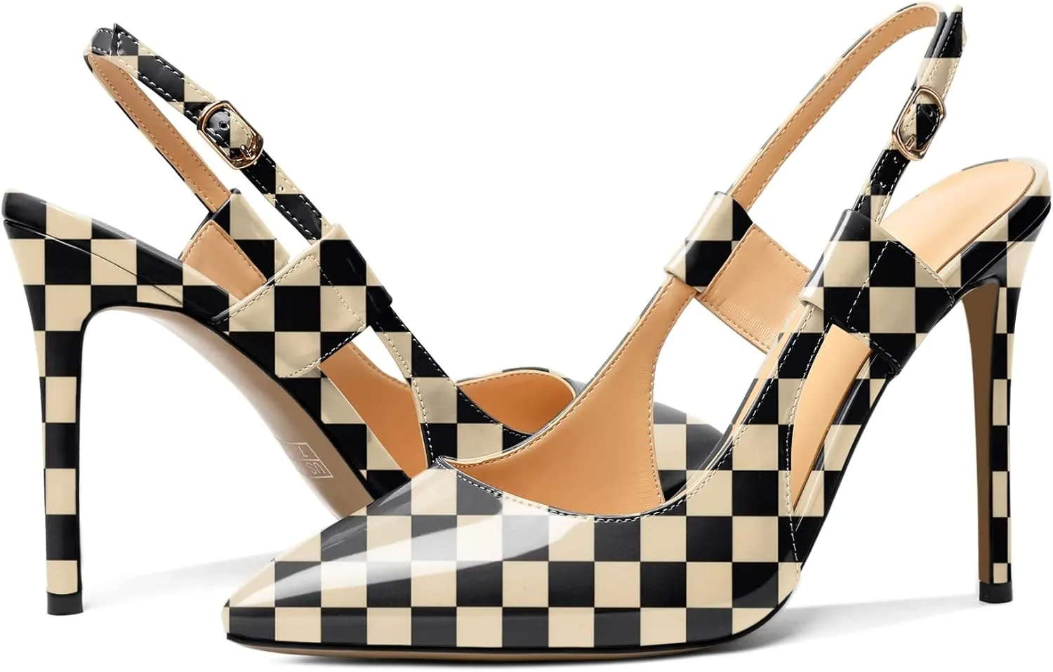 Eldof Pointed Toe Slingback Sandals,Ankle Strap Chic Pumps,Classy High Heel 4" Heel for Office Dress