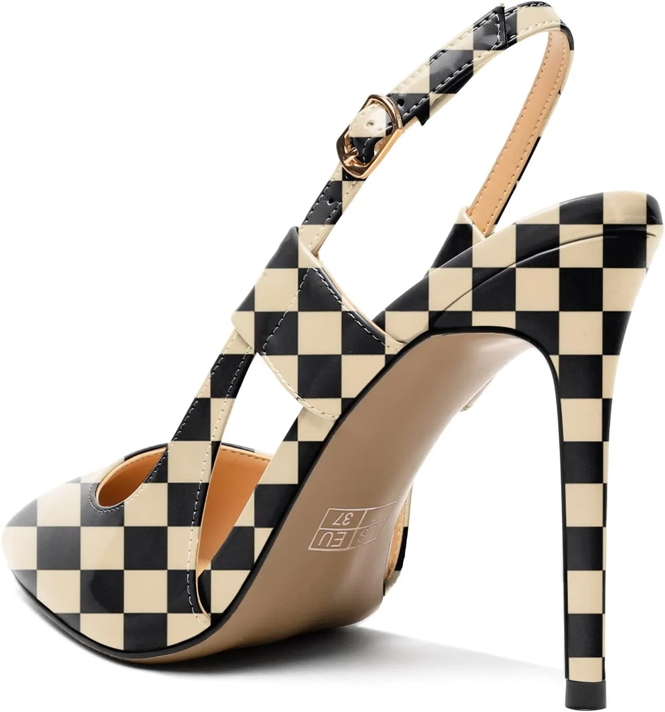 Eldof Pointed Toe Slingback Sandals,Ankle Strap Chic Pumps,Classy High Heel 4" Heel for Office Dress