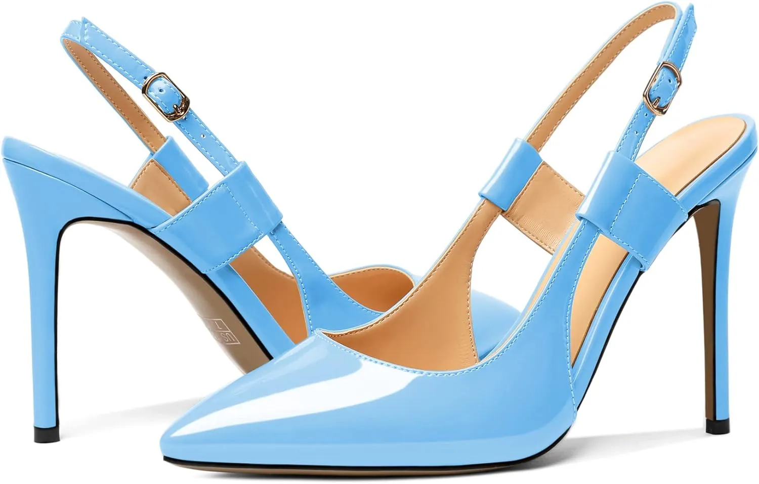 Eldof Pointed Toe Slingback Sandals,Ankle Strap Chic Pumps,Classy High Heel 4" Heel for Office Dress