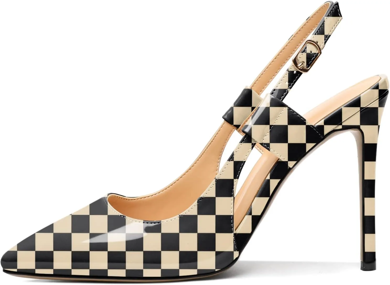 Eldof Pointed Toe Slingback Sandals,Ankle Strap Chic Pumps,Classy High Heel 4" Heel for Office Dress