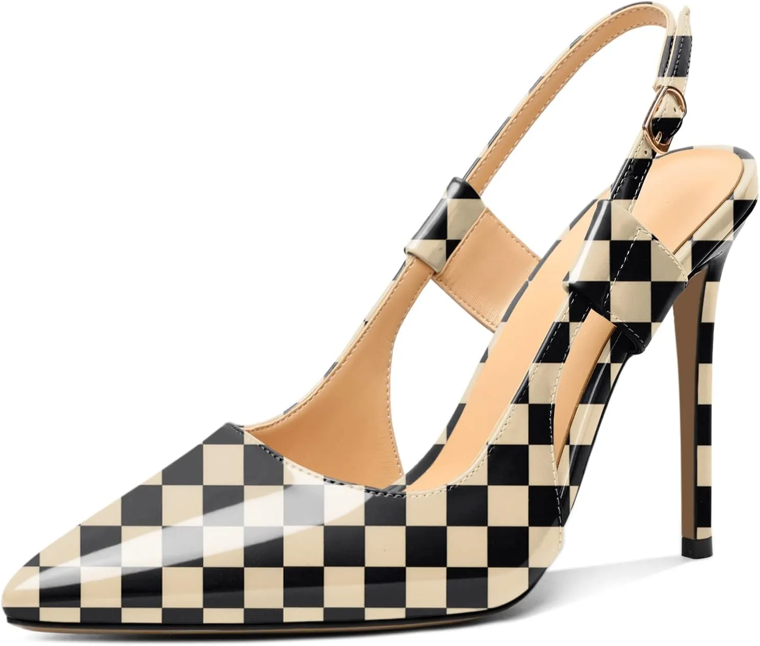 Eldof Pointed Toe Slingback Sandals,Ankle Strap Chic Pumps,Classy High Heel 4" Heel for Office Dress