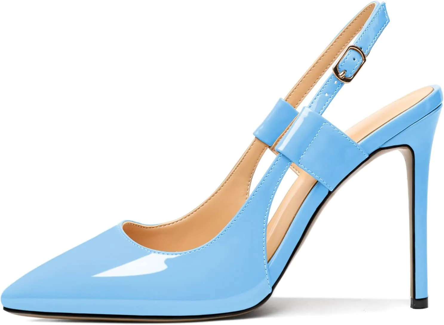 Eldof Pointed Toe Slingback Sandals,Ankle Strap Chic Pumps,Classy High Heel 4" Heel for Office Dress