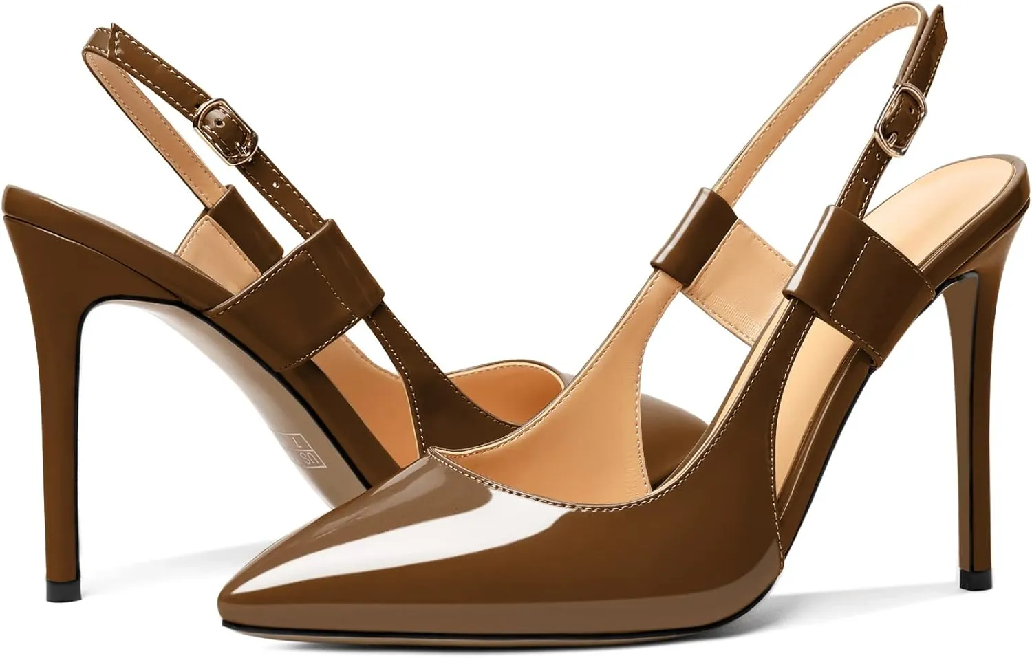 Eldof Pointed Toe Slingback Sandals,Ankle Strap Chic Pumps,Classy High Heel 4" Heel for Office Dress