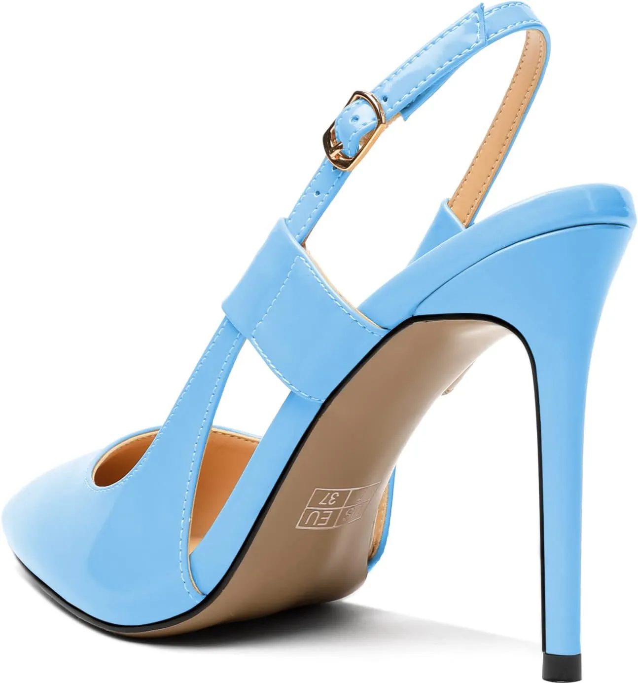 Eldof Pointed Toe Slingback Sandals,Ankle Strap Chic Pumps,Classy High Heel 4" Heel for Office Dress