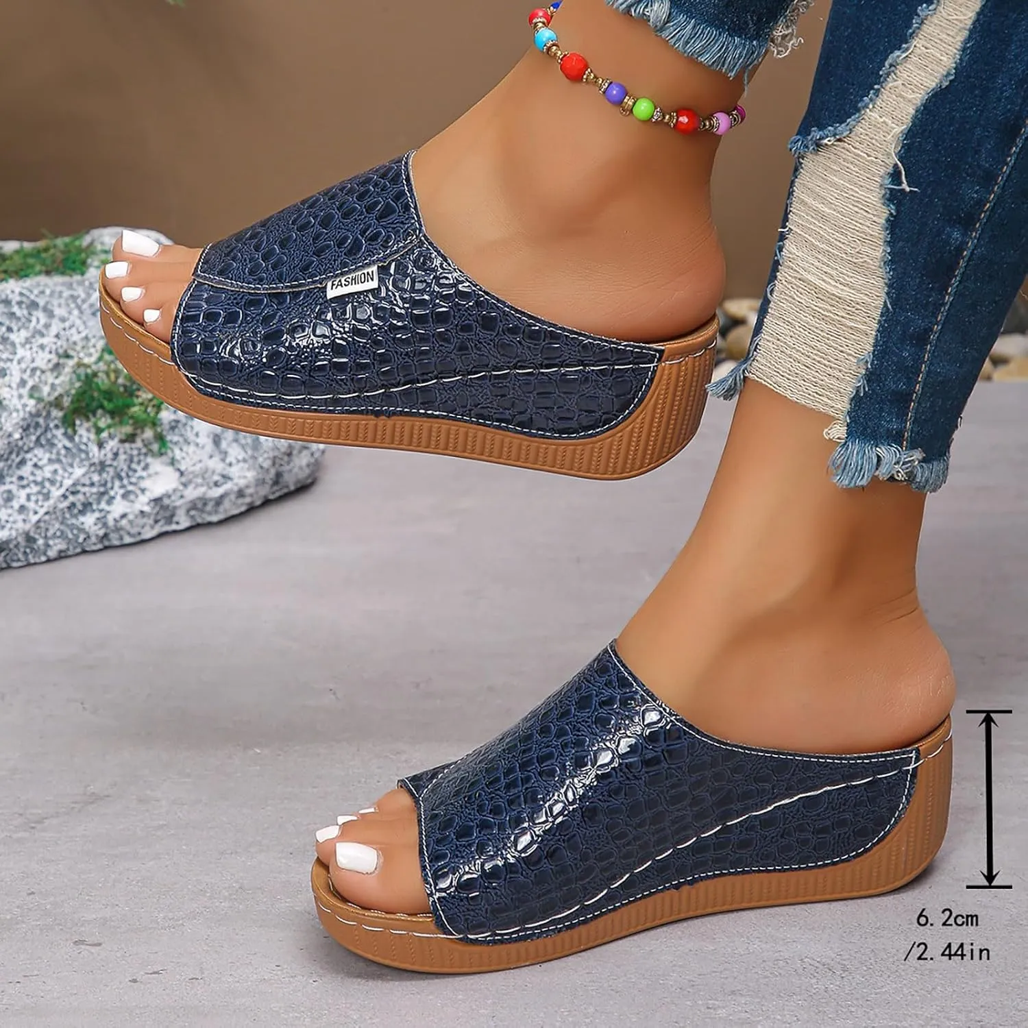 Flip Flops For Women Summer Wedges Shoes Women Slippers Bohemian Sandals Fashion Shoes Sandals Casual Comfortable Summer Backless Mules Adjustable Slide Walking Footwear