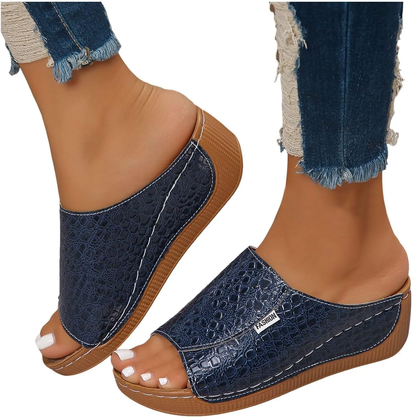 Flip Flops For Women Summer Wedges Shoes Women Slippers Bohemian Sandals Fashion Shoes Sandals Casual Comfortable Summer Backless Mules Adjustable Slide Walking Footwear