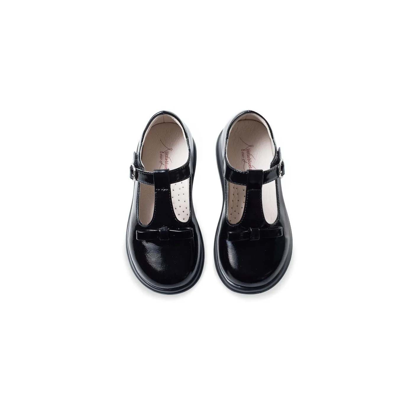 Fresh Meet Soft Sole Girl Patent Black T Bar School Shoes