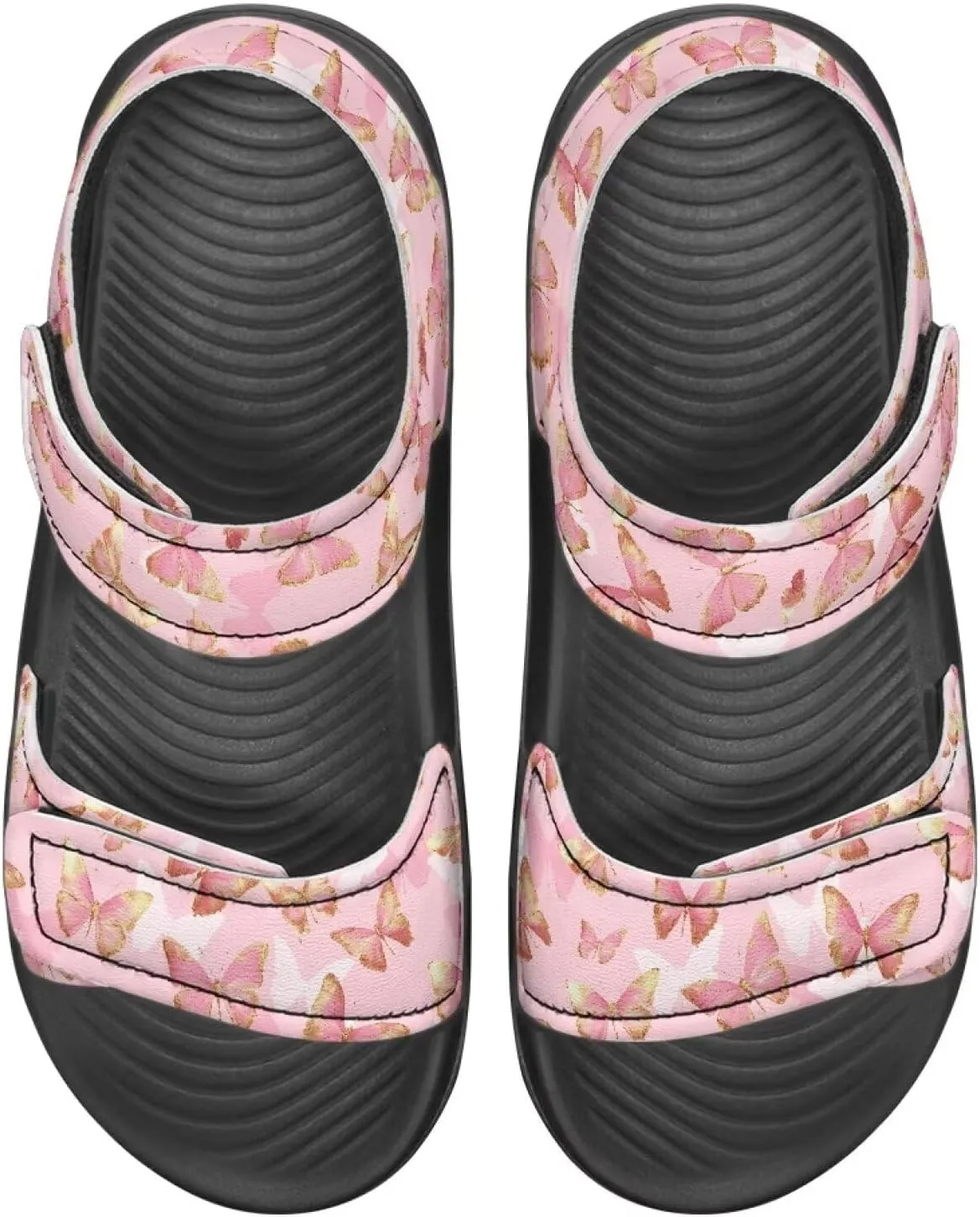 Girls' Double Hook and Loop Sandals, Kids' Print Summer Shoes, Anti-Slip, Comfort, Stable for Swimming, Beach