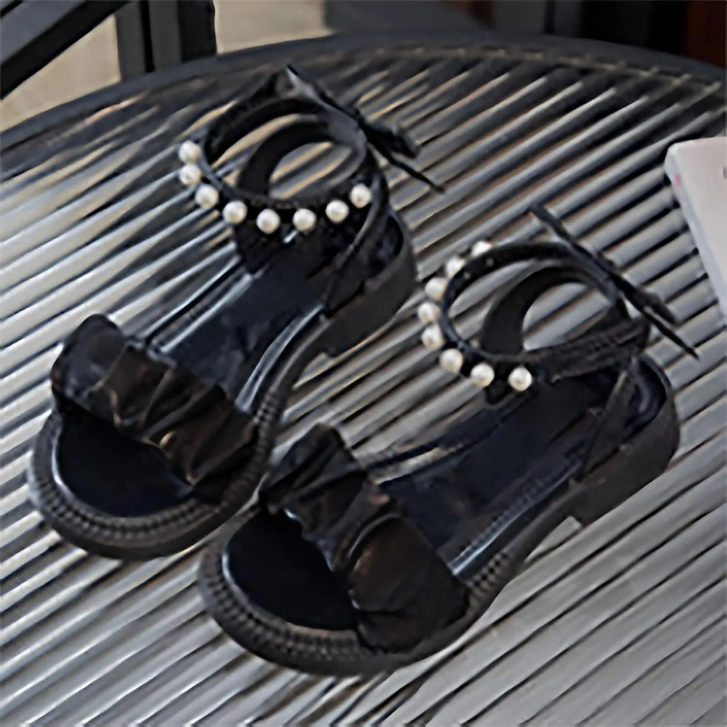 Girls Flat Sandals Fashion Bow Summer Dress Shoes with Adjustable Back Open Toe Outdoor