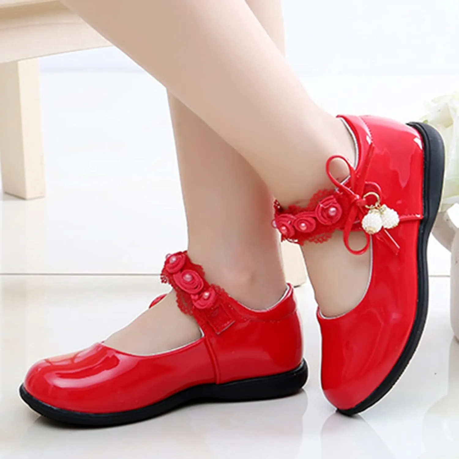 Girls Mary Jane Shoes School Kids Uniforms Flats Ballet Strap Dress Formal Slip-On Shoes Performance Shoes Youth