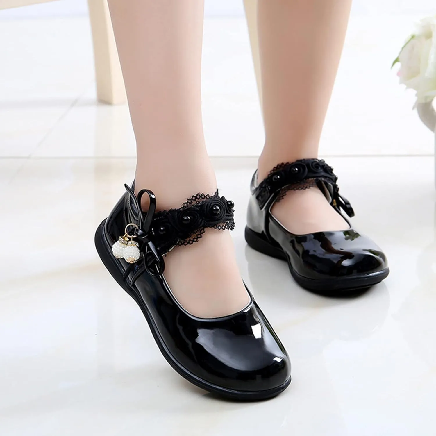 Girls Mary Jane Shoes School Kids Uniforms Flats Ballet Strap Dress Formal Slip-On Shoes Performance Shoes Youth