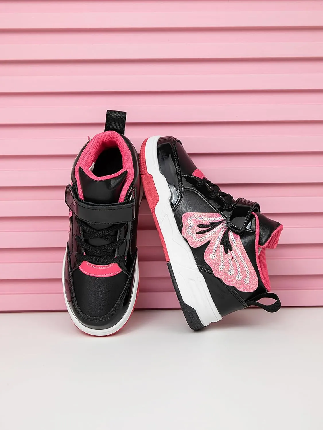 Girls Outdoor Indoor Board Shoes with Leather Upper, Breathable and Comfortable with Soft Padded Neck, Fashionable Cute Shoes Suitable for All Seasons