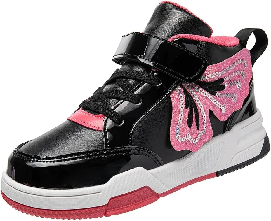 Girls Outdoor Indoor Board Shoes with Leather Upper, Breathable and Comfortable with Soft Padded Neck, Fashionable Cute Shoes Suitable for All Seasons