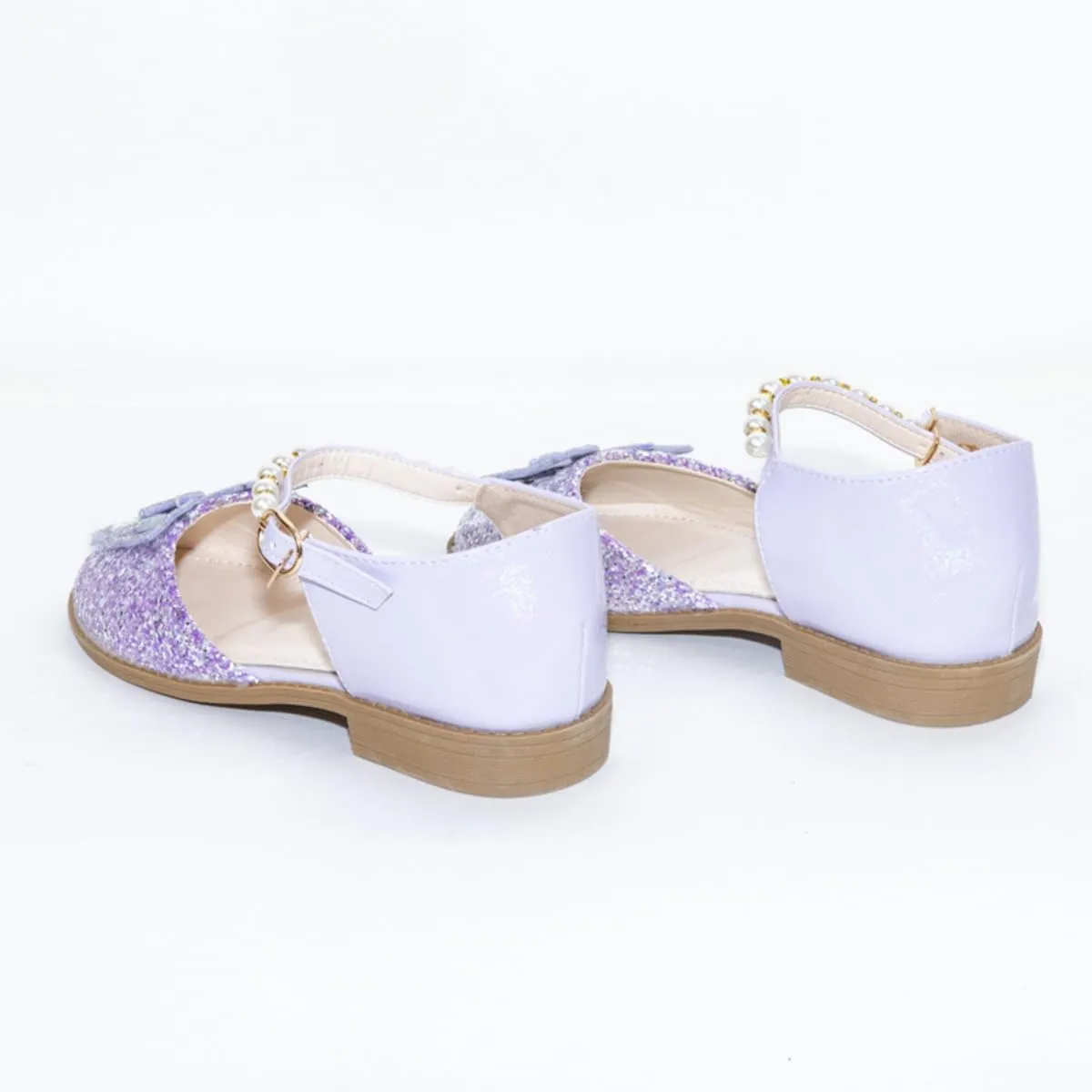 Girls' Shoes with Glitter, Pearls and Butterfly Applique