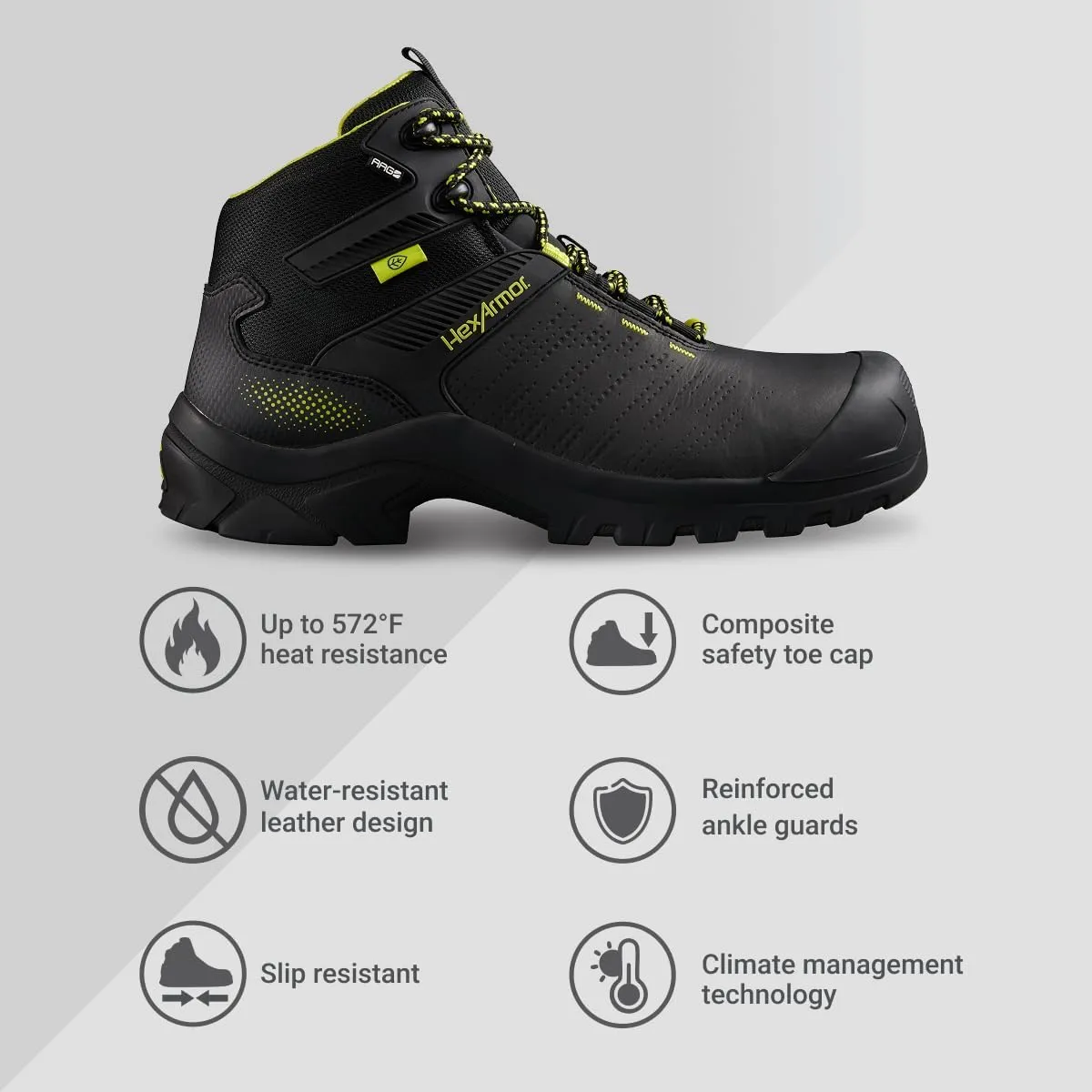 HexArmor Men's Xbase Work Boot Series, Breathable Durable Lightweight Comfortable Water Resistant Safety Construction Boots Medium Duty with Composite Toe Cap