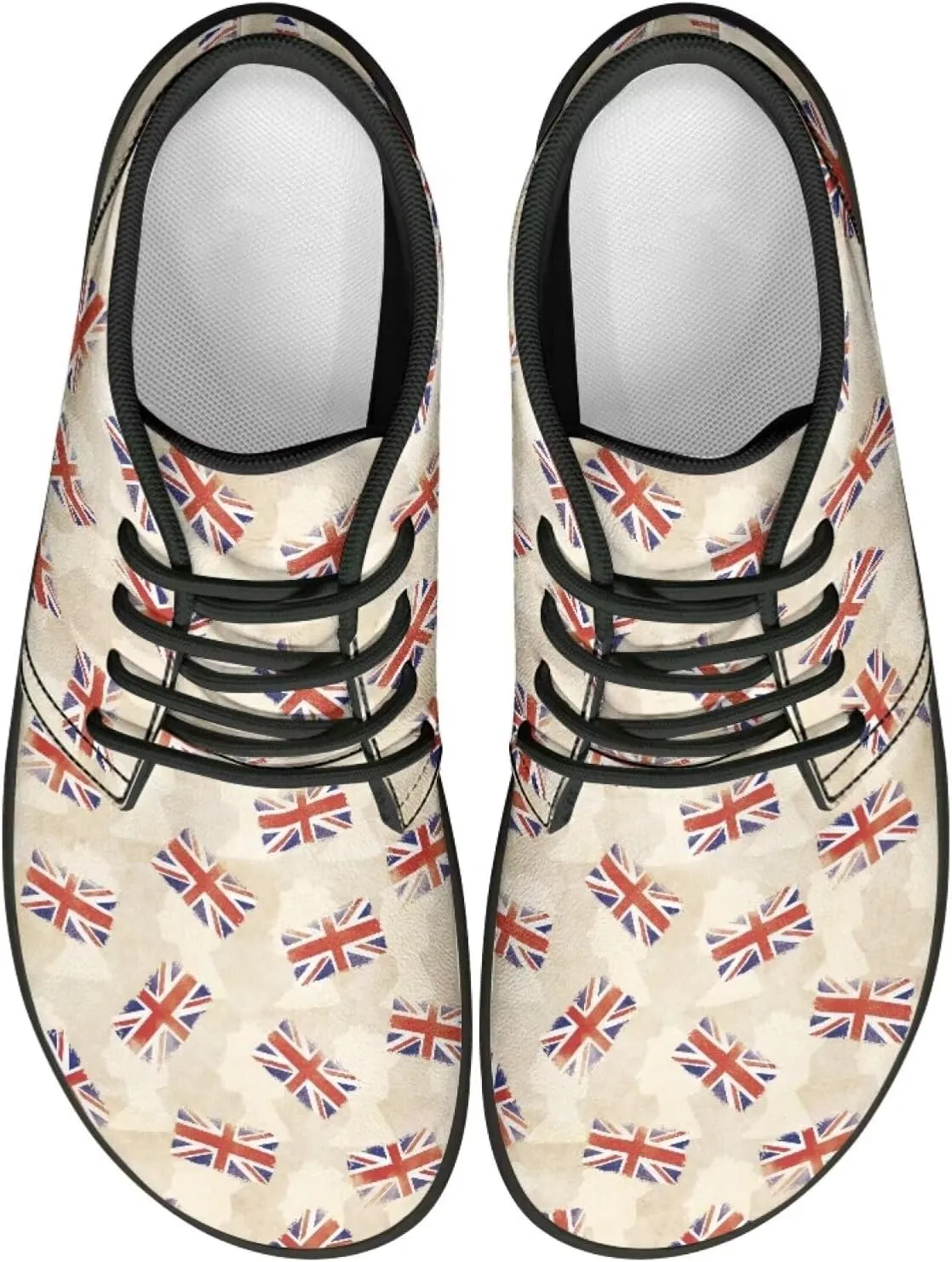 Howilath Flag Print Barefoot Shoes Men Running Cross Training Shoe, Low Zero Drop Wide Toe Walking Sneakers