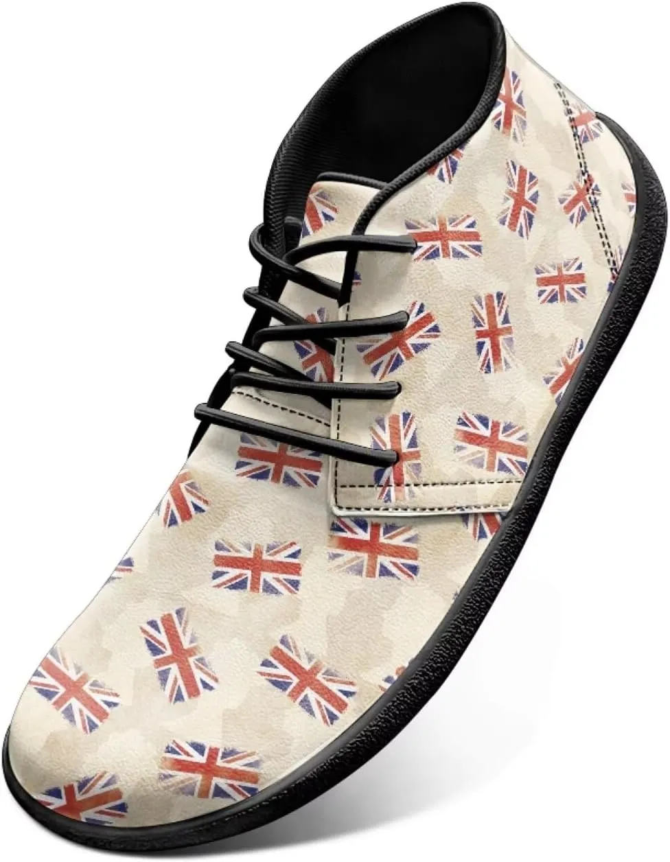 Howilath Flag Print Barefoot Shoes Men Running Cross Training Shoe, Low Zero Drop Wide Toe Walking Sneakers