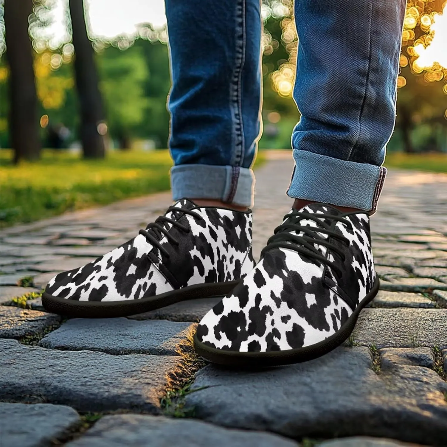 Howilath Zebra Print Barefoot Shoes Men Waterproof Running Cross Training Shoe with Zero Drop Sole Low Zero Drop Sneaker