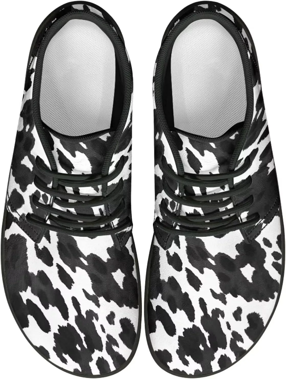 Howilath Zebra Print Barefoot Shoes Men Waterproof Running Cross Training Shoe with Zero Drop Sole Low Zero Drop Sneaker