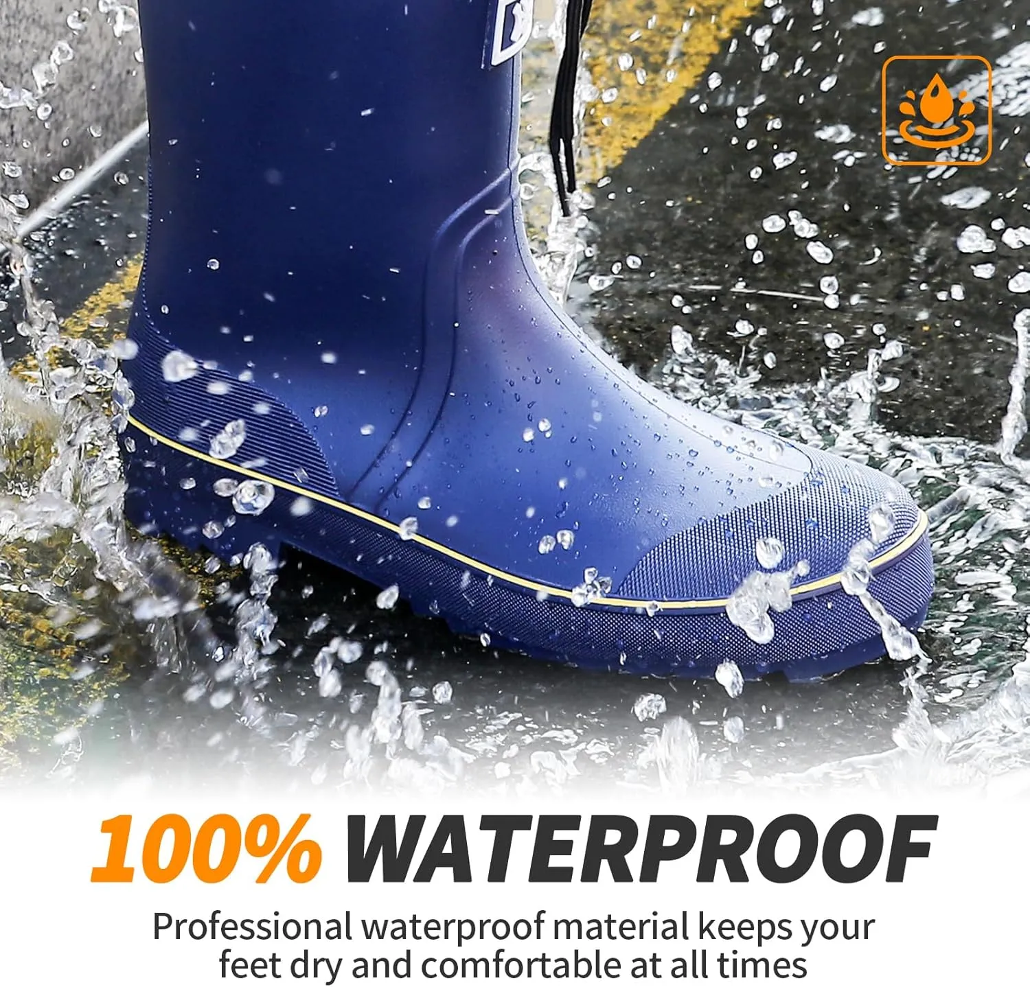 HSBDNZQ Rain Boots for Men, Waterproof Mens Rubber Boots with PVC Unique Design, Comfort Lightweight Work Mud Boots, Resistant Durable Slip Garden Boots for Farming Gardening Fishing