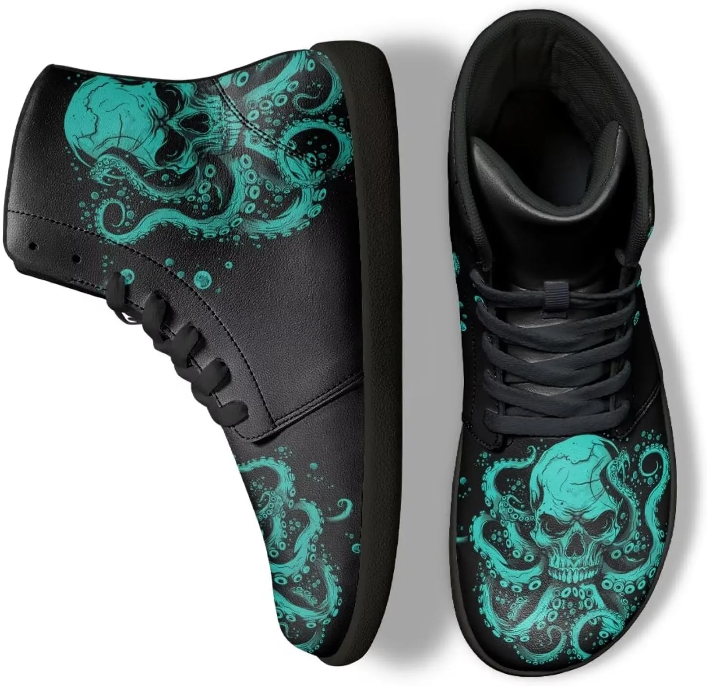 Jeiento Skull High Top Barefoot Running Shoes Breathable Sneaker for Men