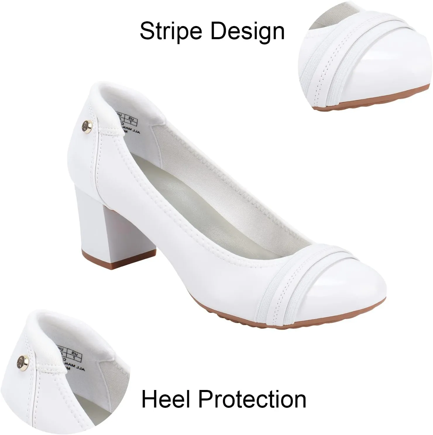 JENN ARDOR Womens Dress Pumps Ballet Chunky Heels for Women Round Toe Mid Square Block Heels Soft Slip On Pumps Shoes for Office Lady Dancer Wedding Shoes Youth 2inch