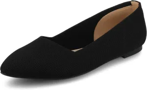 Journee Collection Womens Minnah Knit Ballet Dress Flats Slip On Pointed Toe Cushioned Fashion Ballerina Shoe Black 11 Medium WOMENS US