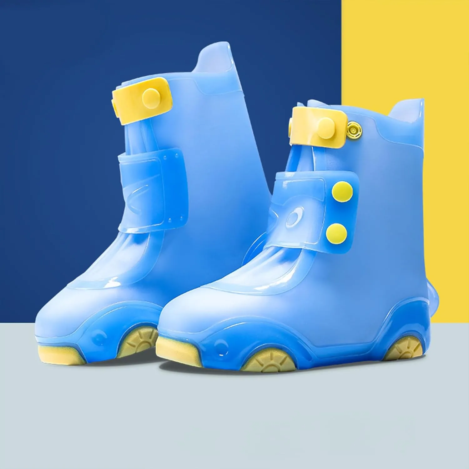 Kids Waterproof Rain Shoe Covers Reusable Foldable Toddler Rain Shoes Washable Silicone Non-Slip Rain Shoe Protectors Durable Children Waterproof Boots for Boys Girls