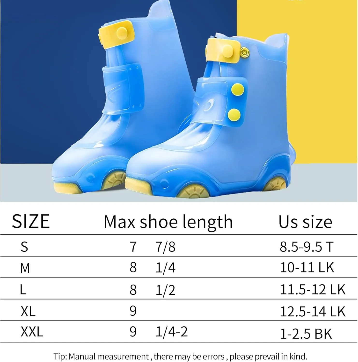 Kids Waterproof Rain Shoe Covers Reusable Foldable Toddler Rain Shoes Washable Silicone Non-Slip Rain Shoe Protectors Durable Children Waterproof Boots for Boys Girls