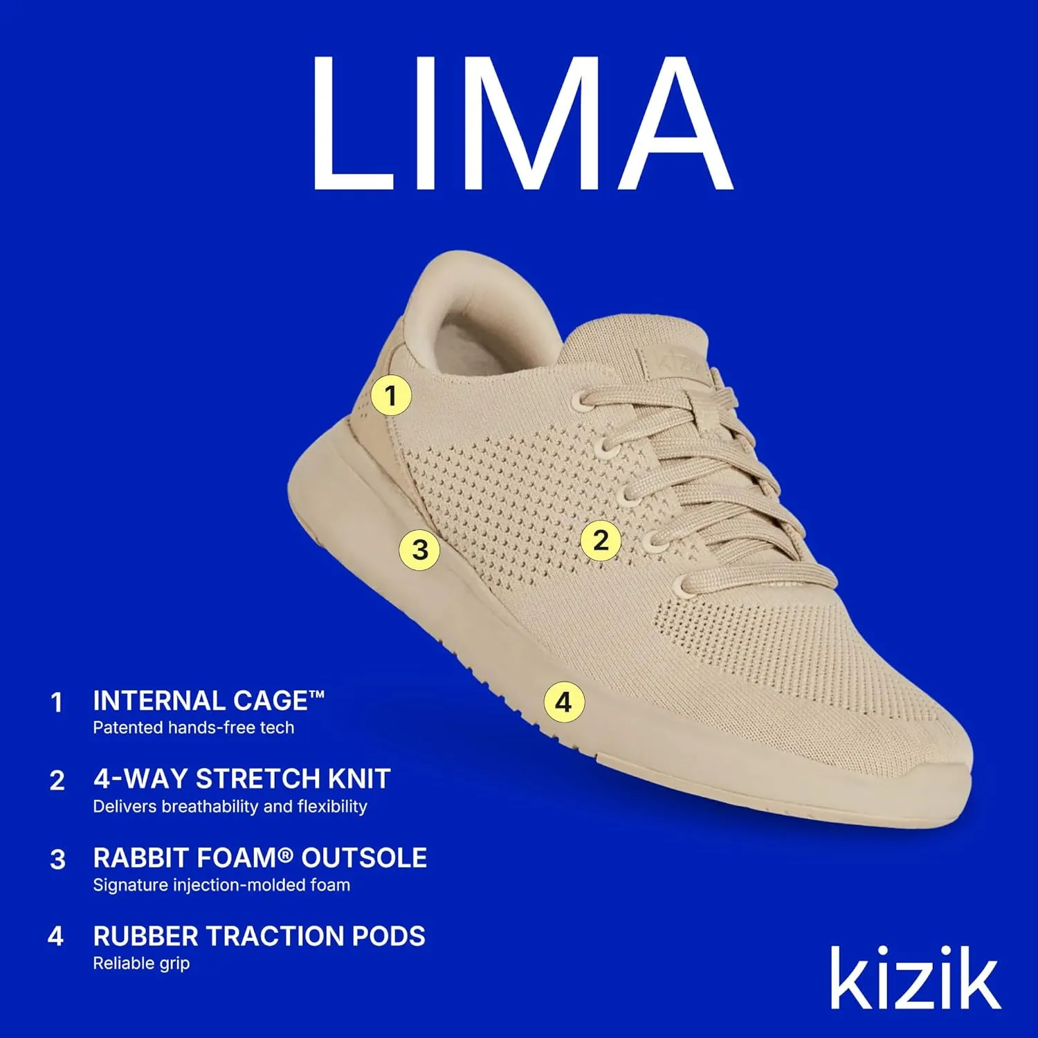 Kizik Shoes: Lima Comfortable Breathable Knit Slip On Sneakers, Convenient Hands Free Shoes | Walking for Men, Women and Elderly | Stylish for Everyday and Travel - Wide Width