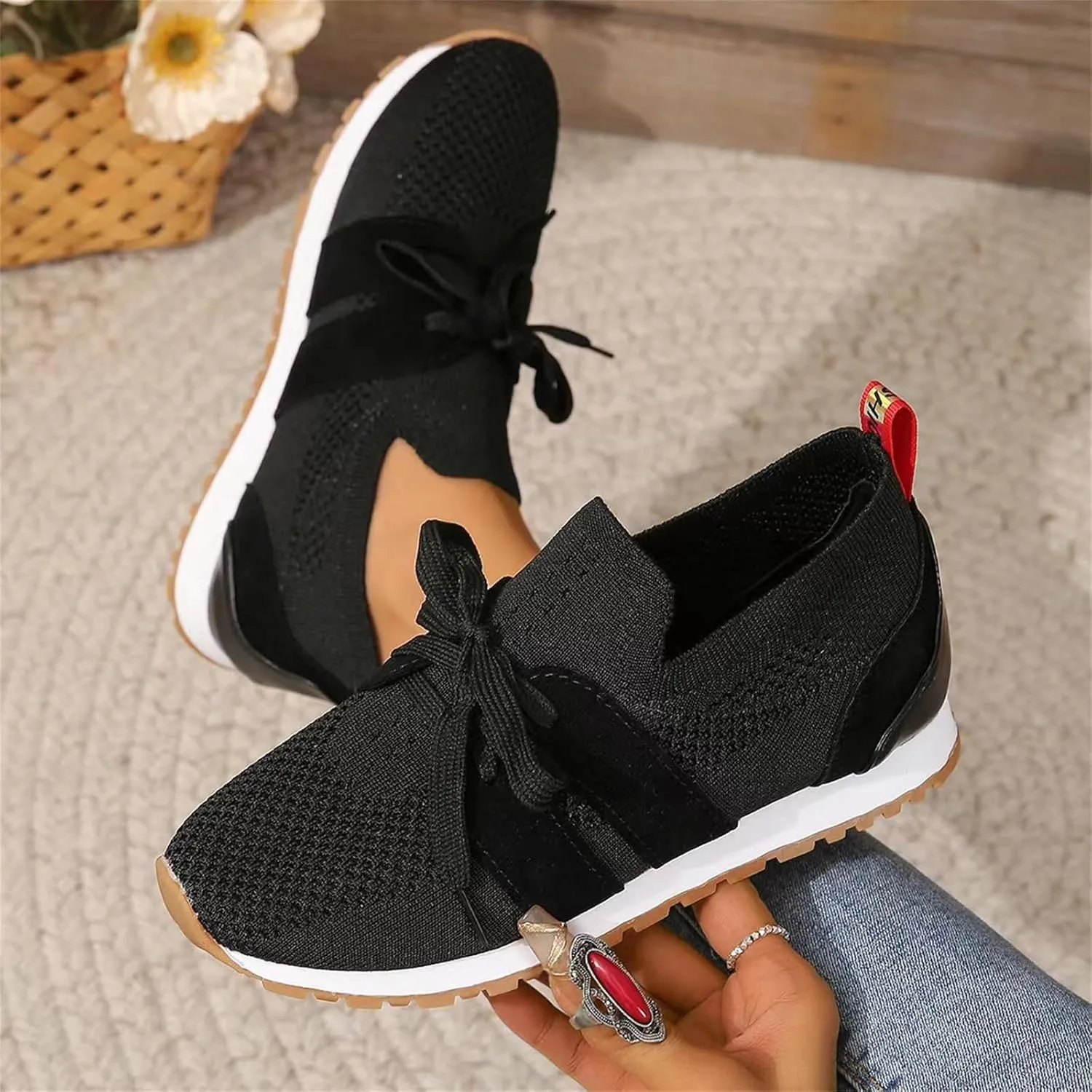 Ladmiple Running Shoes For Women Walking Shoes Slip on Sock Sneakers Lady Girls Mesh Loafers Non Slip Fashion Tennis Shoes