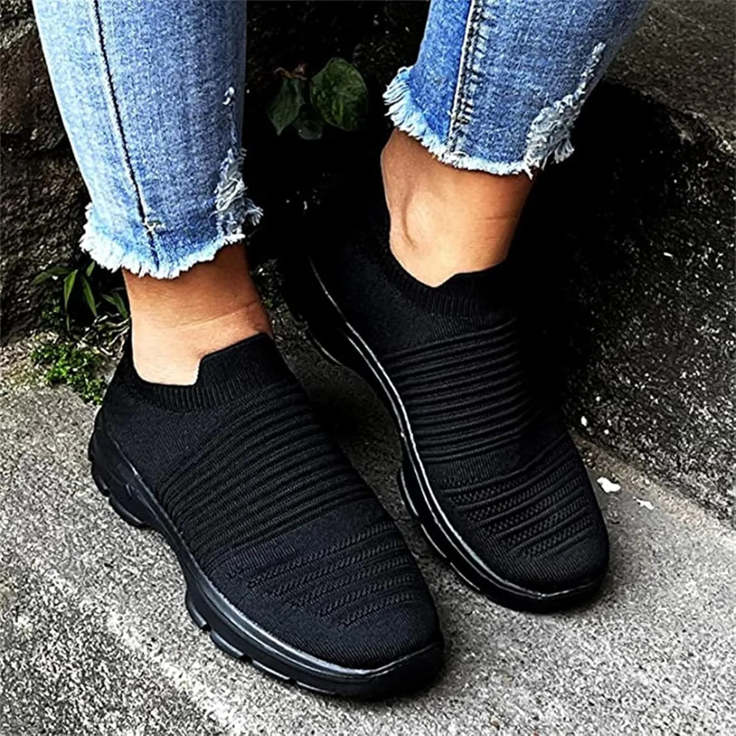 Ladmiple Sneakers For Women Slip On Walking Shoes Non Slip Fashion Casual Dressy Summer Fashion Comfortable Flats Loafer
