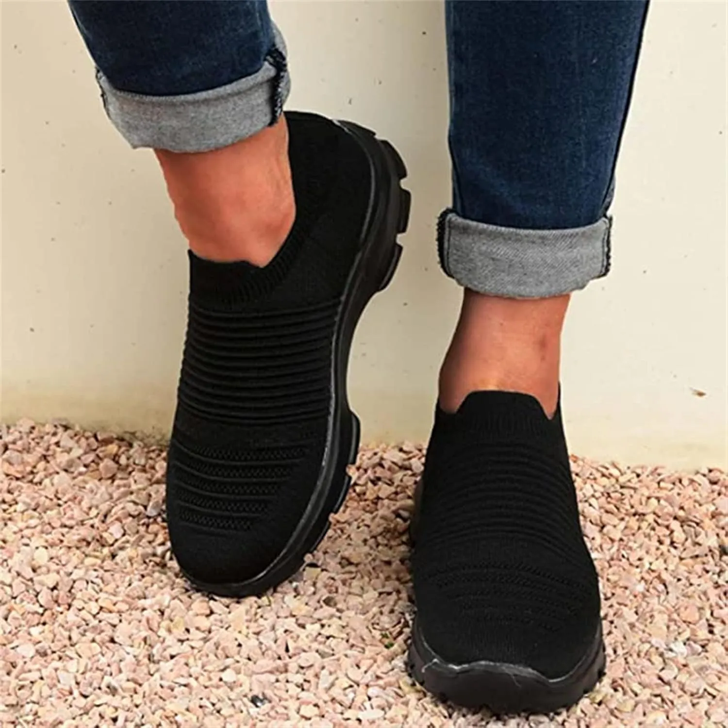 Ladmiple Sneakers For Women Slip On Walking Shoes Non Slip Fashion Casual Dressy Summer Fashion Comfortable Flats Loafer